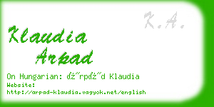 klaudia arpad business card